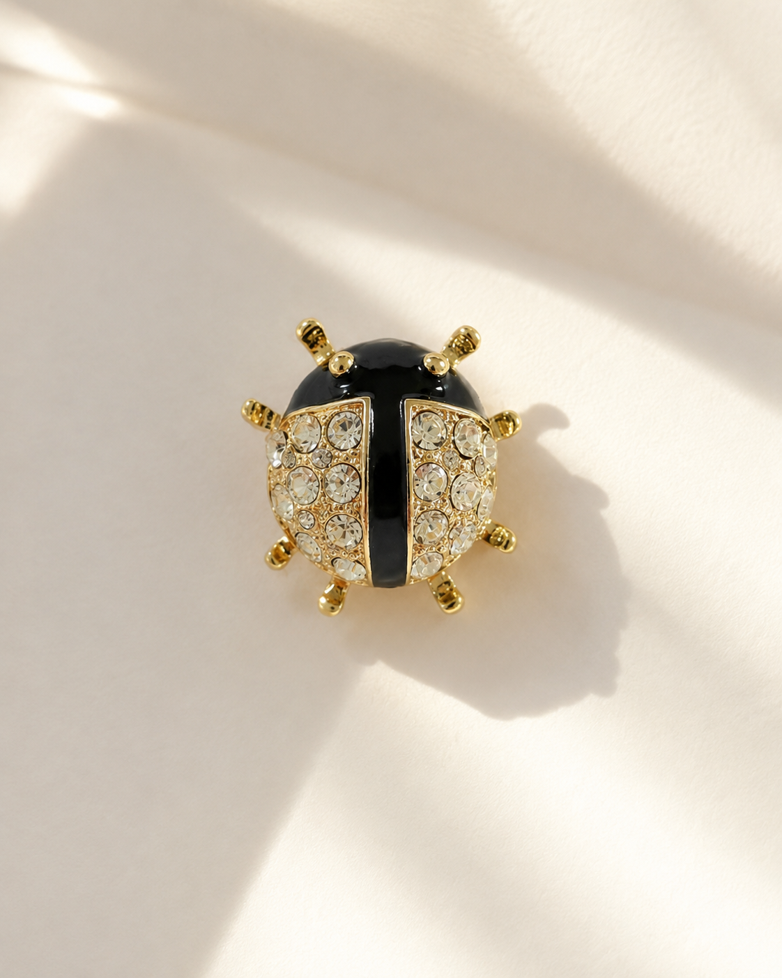 Little Black Dress Crystal Beetle Brooch – Gold-Tone Alloy Lapel Pin
