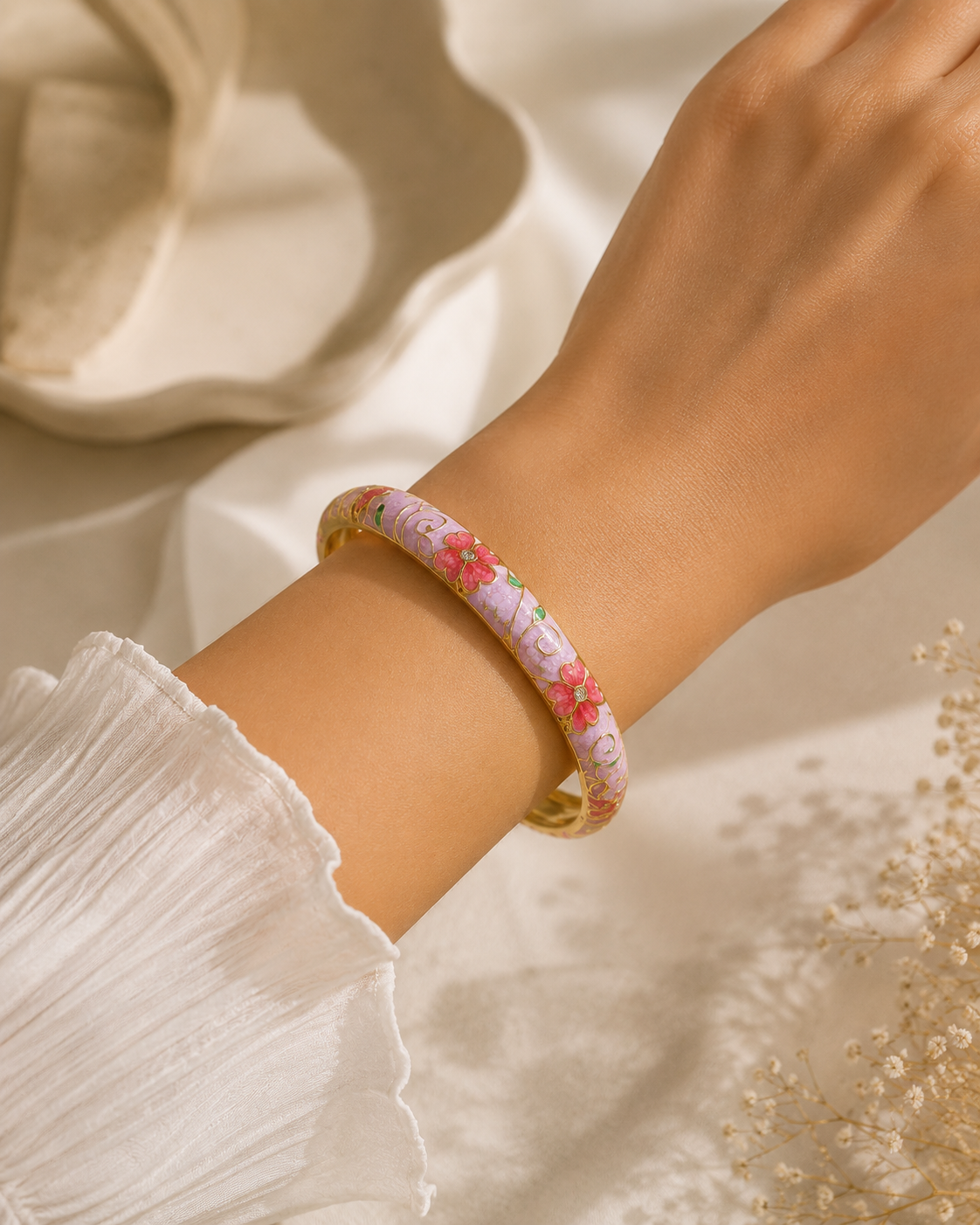 Lavender Haze Floral Enamel Bangle