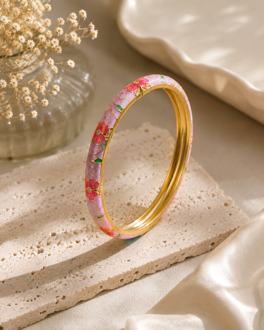 Lavender Haze Floral Enamel Bangle
