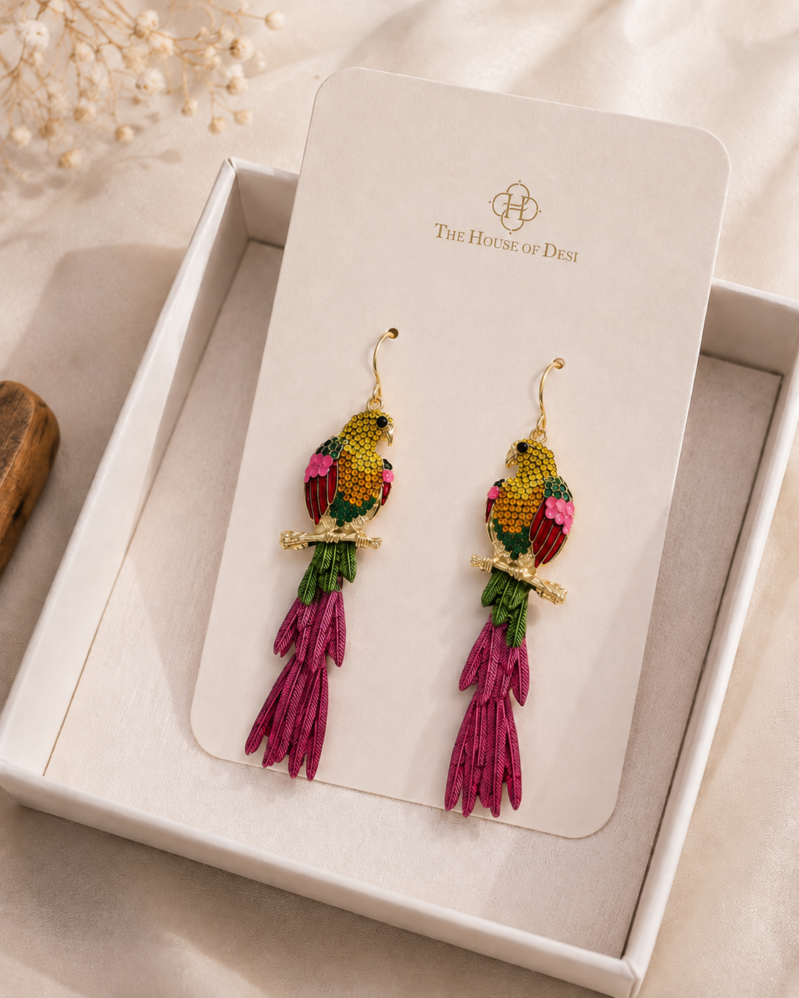 Tropicana Chic Whimsical Parrot Earrings