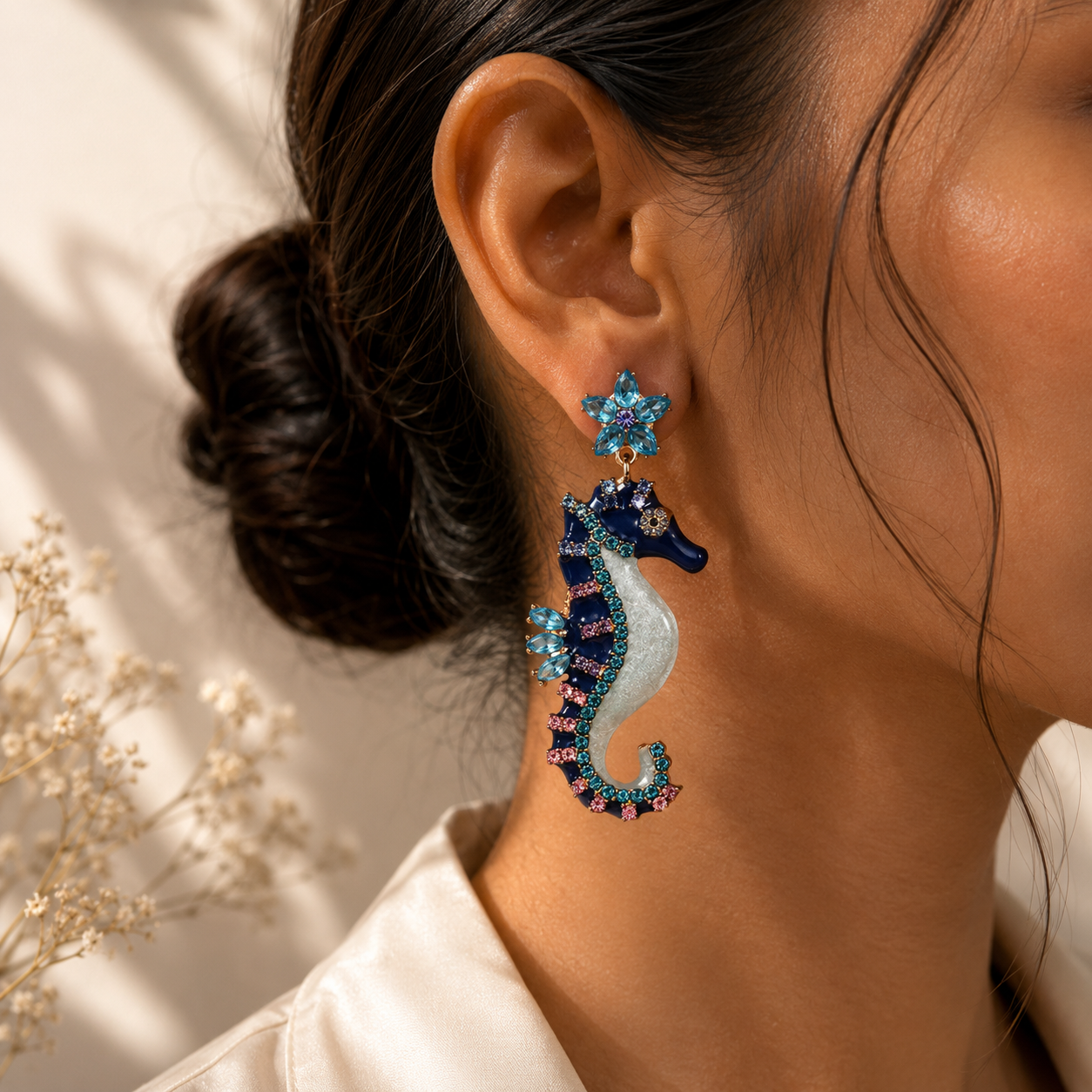 Ocean Muse Seahorse Crystal Earrings