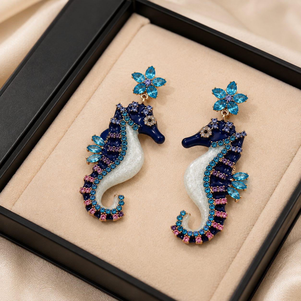 Ocean Muse Seahorse Crystal Earrings