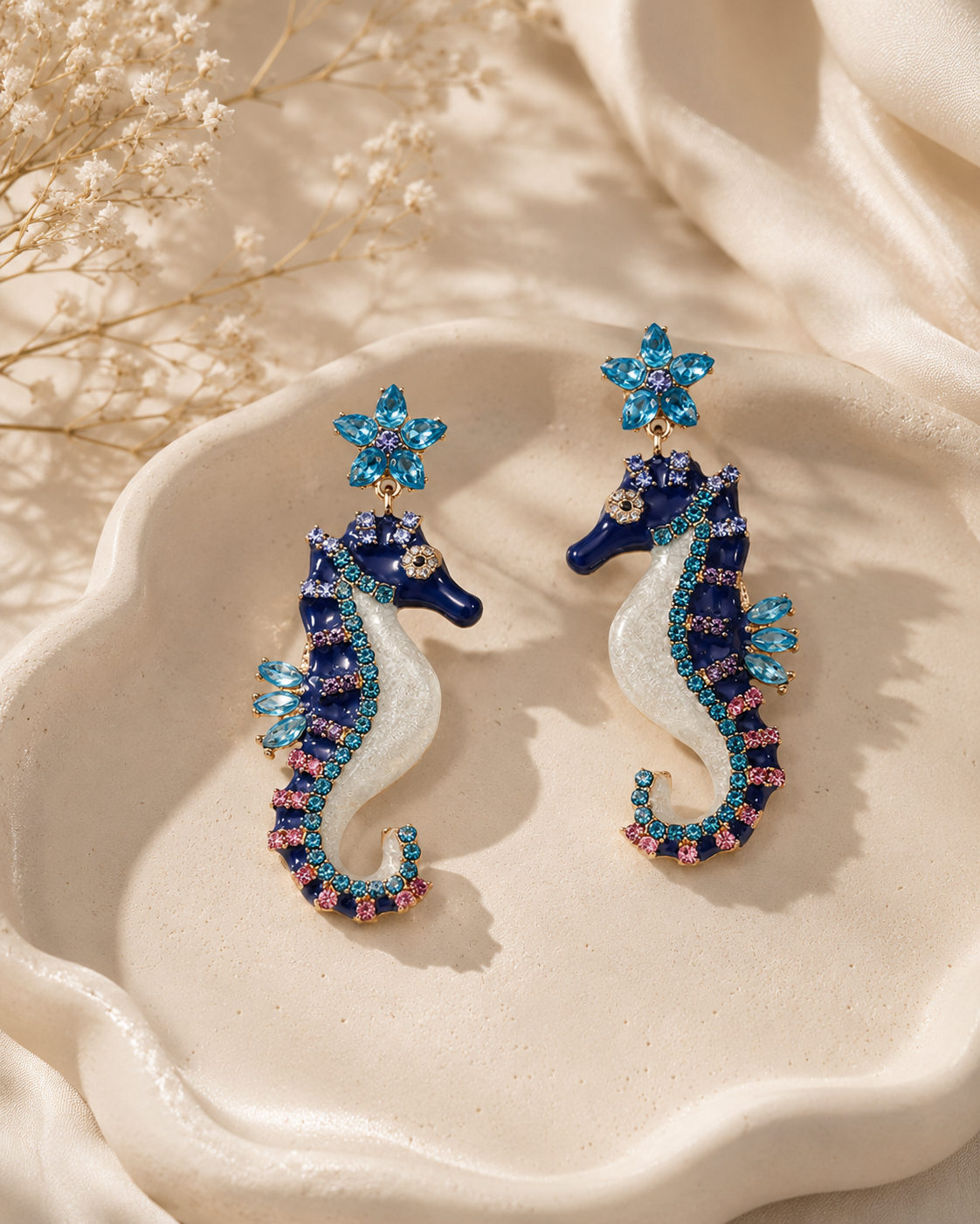 Ocean Muse Seahorse Crystal Earrings