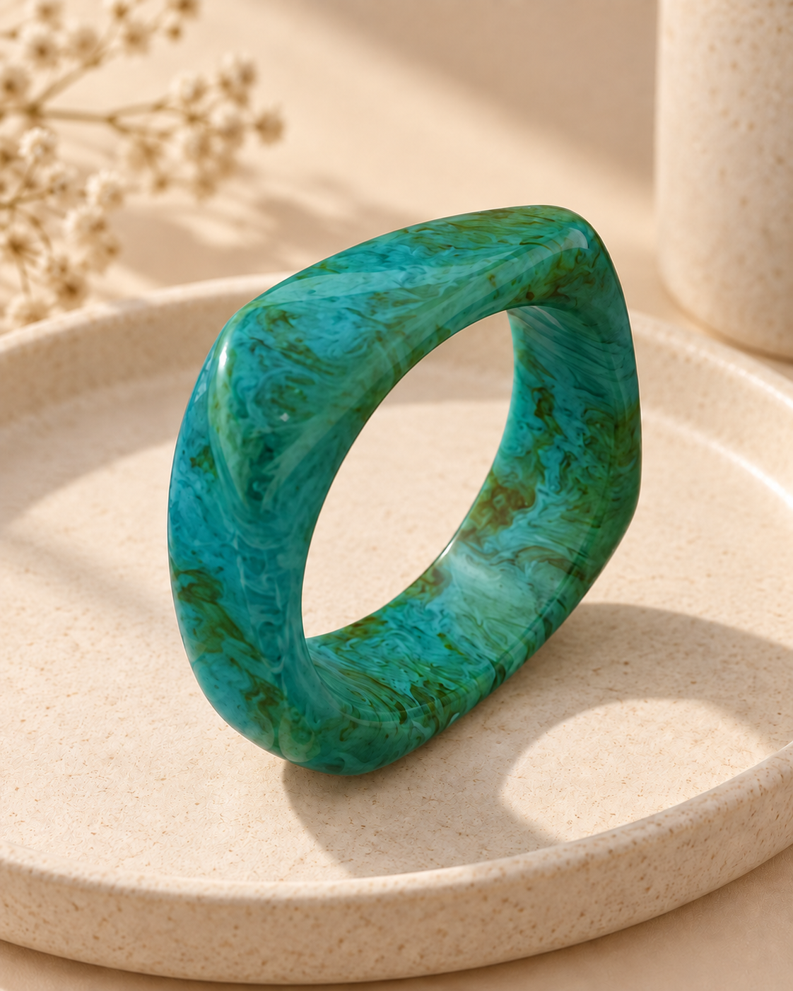 Teal Twist Resin Bangle