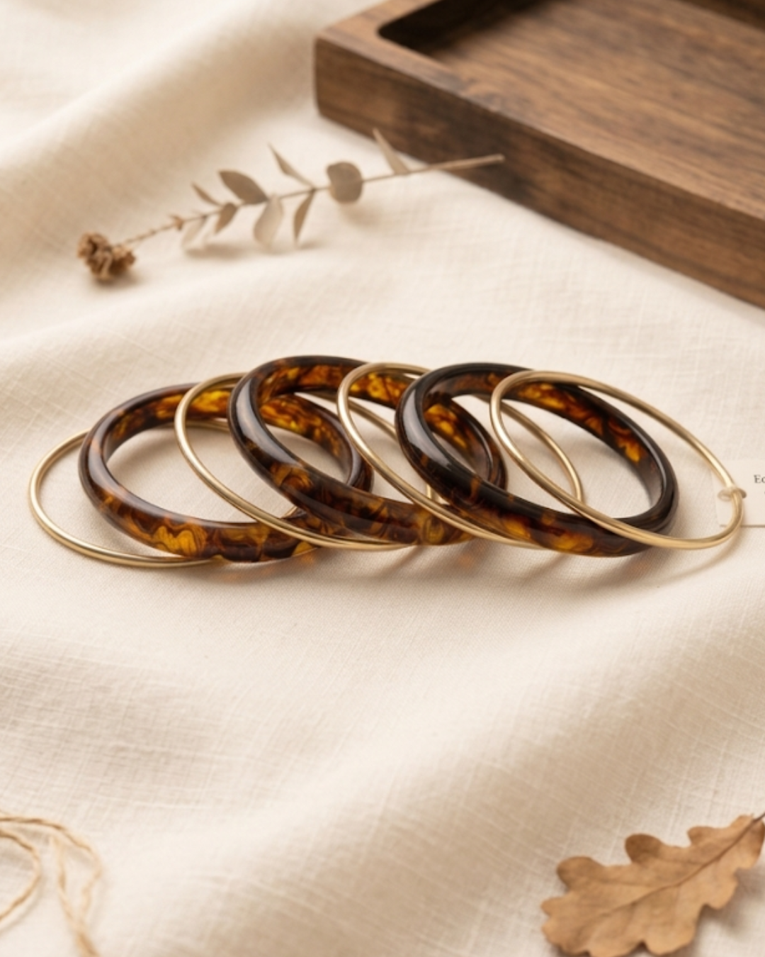 Multi-Ring Tortoise Filament Bangle Stack