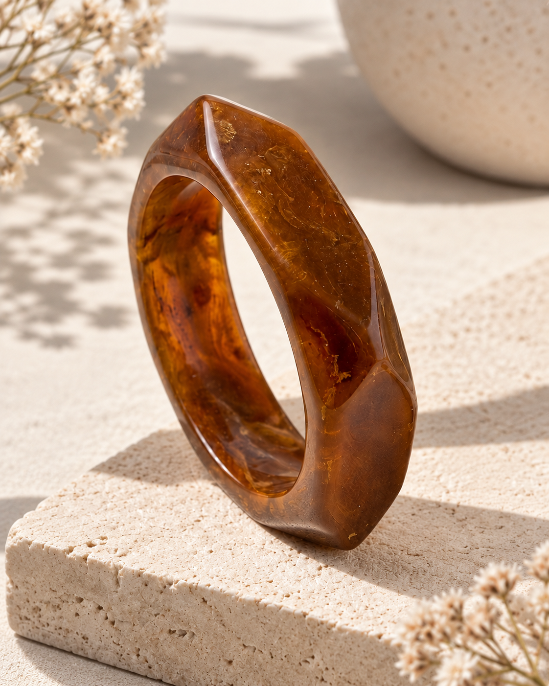 Golden Brown Slim Resin Bangle
