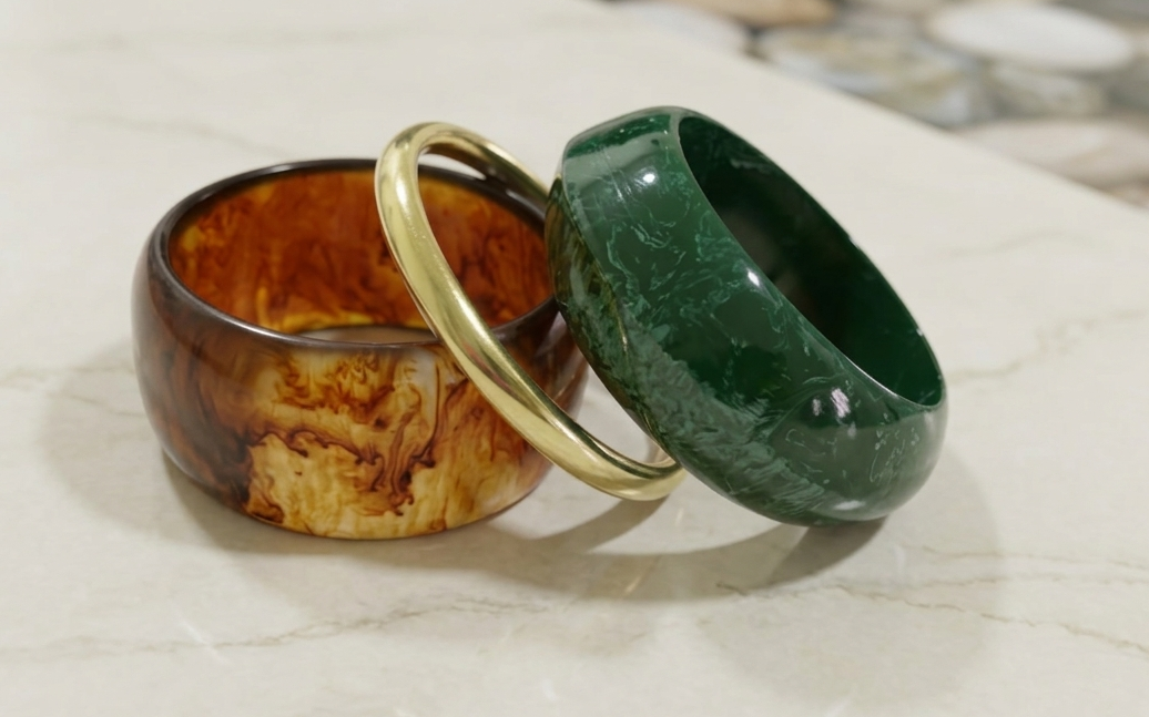 Emerald Era Angular Resin Bangle Set