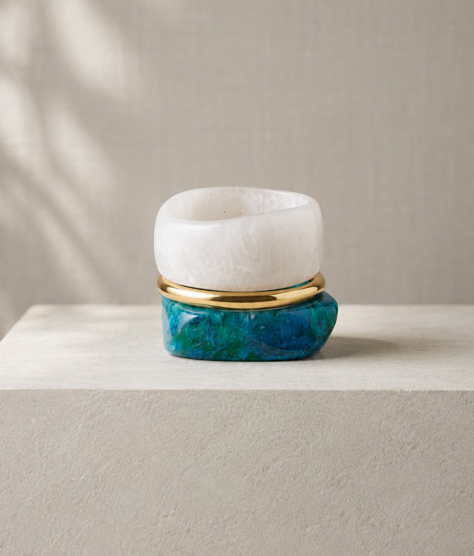 Sea Salt & Waves Blue-Green Resin Bangle Set