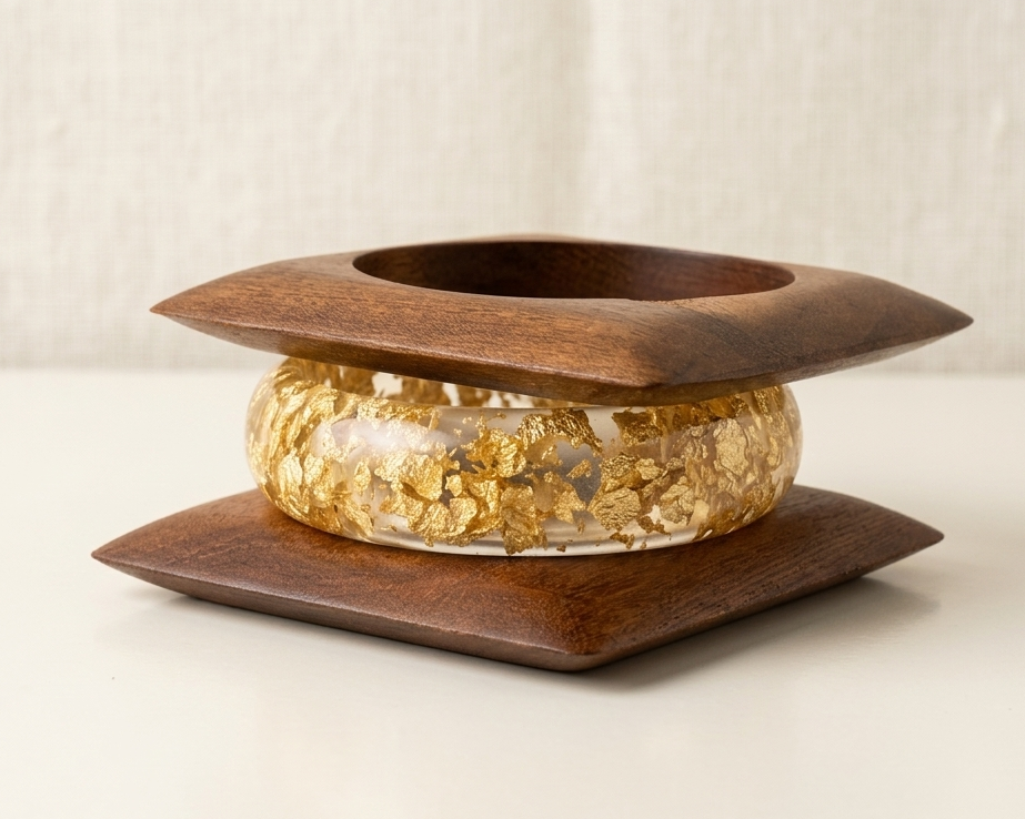 Abstract Wood & Golden Crushed Foil Set
