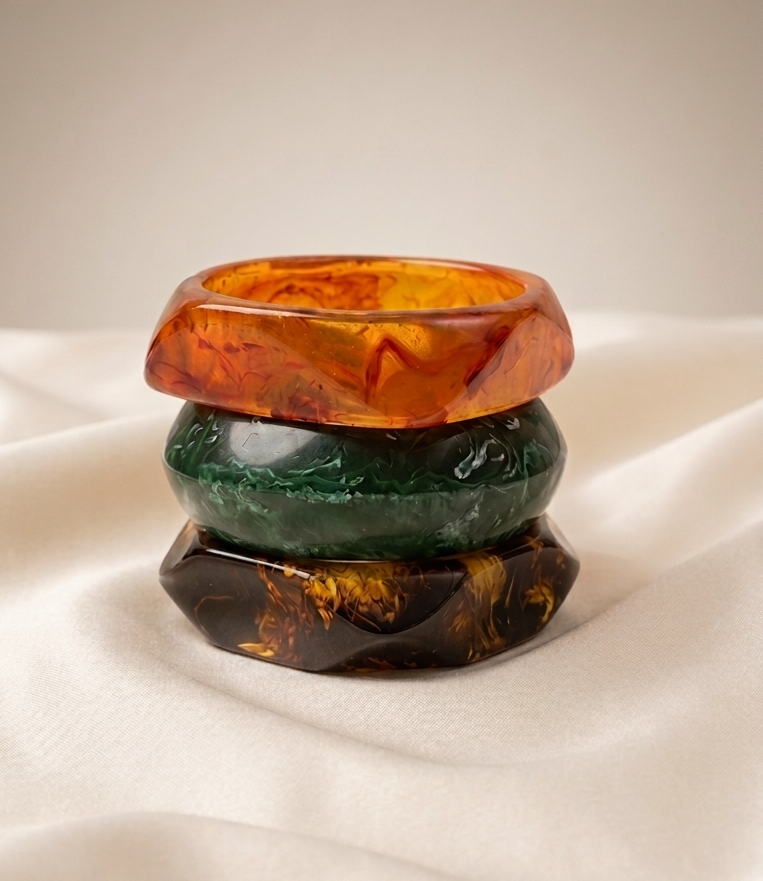 Autumn Moodboard Angular Resin Bangle Set