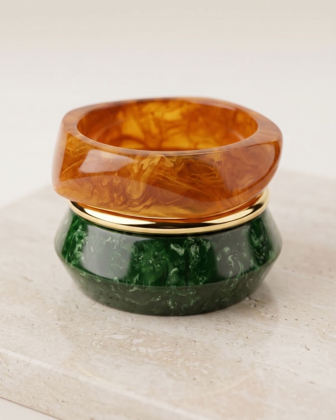 Malachite & Warm Ochre Metallic Duo Stack