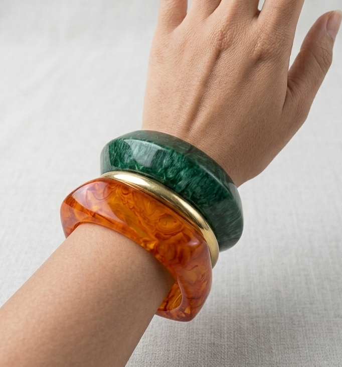 Marigold Magic Twisted Resin Bangle Set