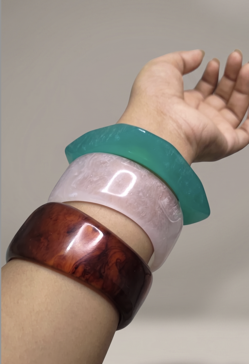 Deep Dive Bold Block Resin Bangle Set