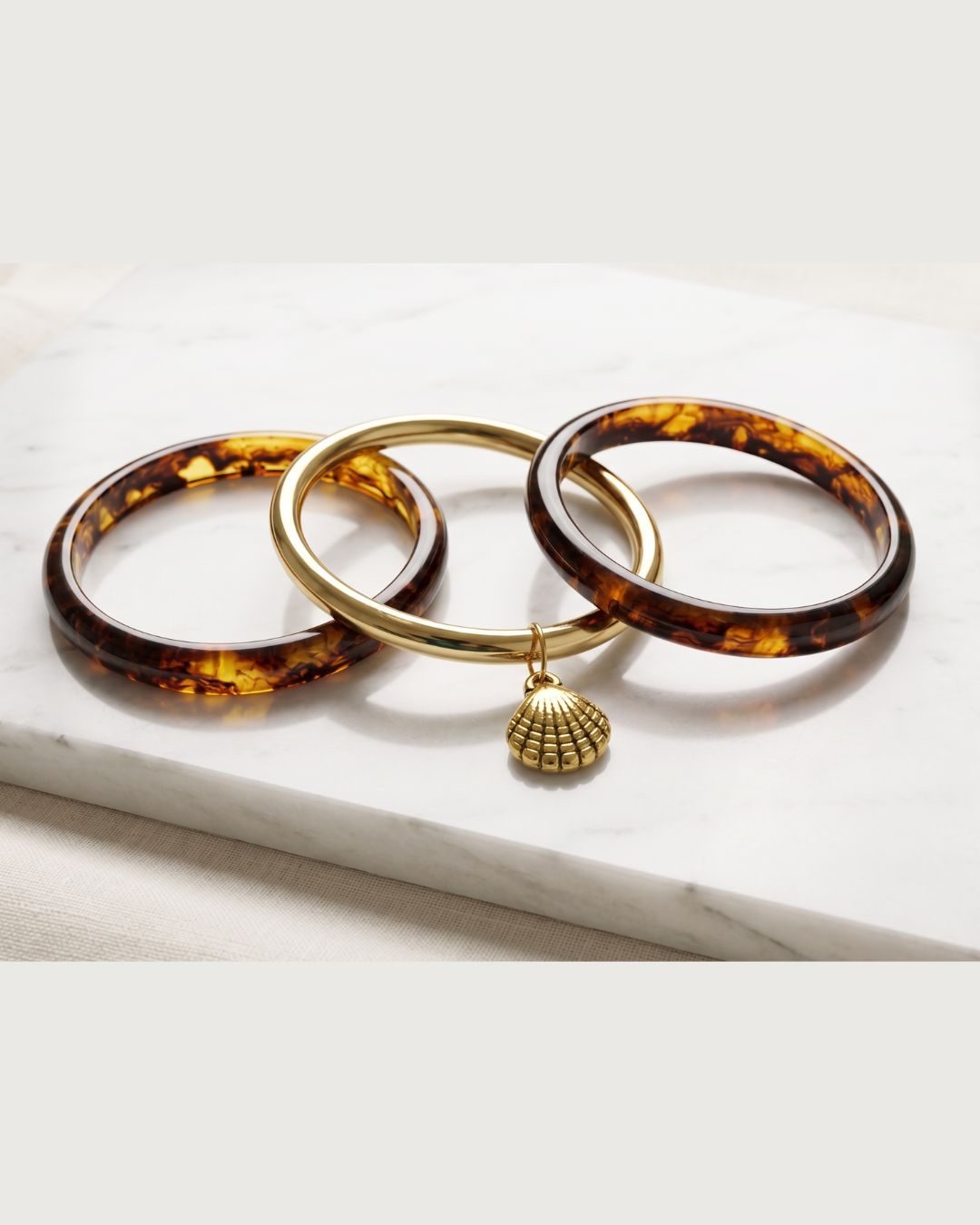 Tortoise Links & Shell Charm Trinket Set