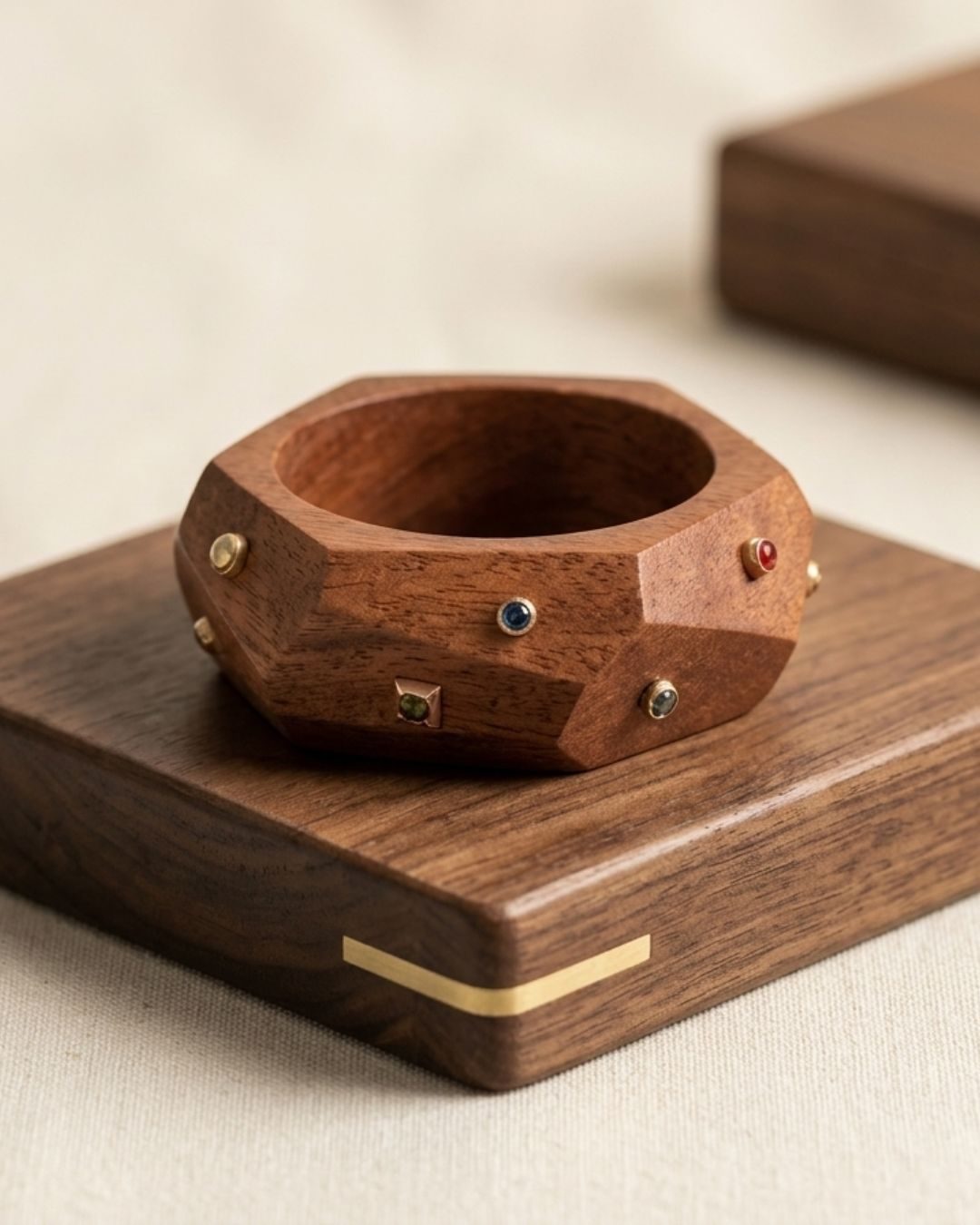 Multi-Faceted Wooden Bangle